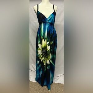 Elegant Blue Floral Maxi Dress